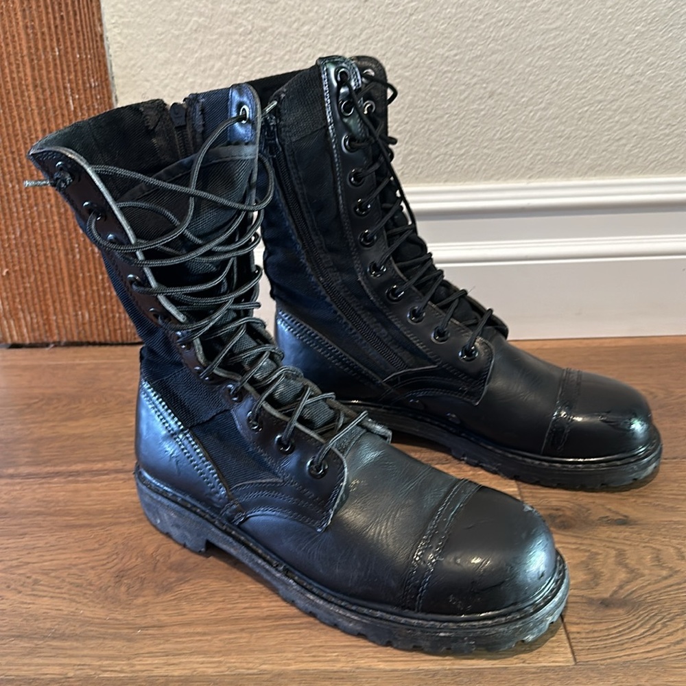 Men’s Black Bird Size 9 Combat Military Motorcycle Style Boots